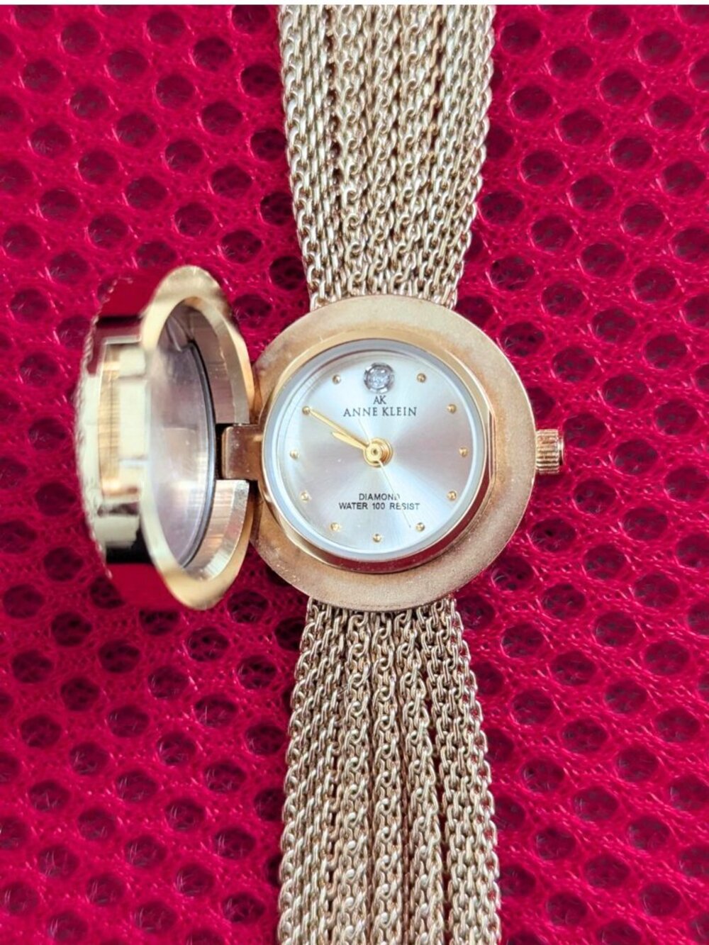 Women's HIDDEN Watch ANNE KLEIN Peek a boo 10/5710 Diamond On Dial Gold Tone